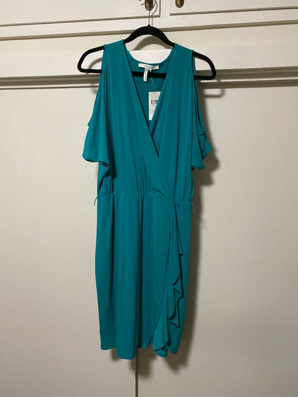 **NWT - Max and Cleo, deep teal, open shoulder dress, size L